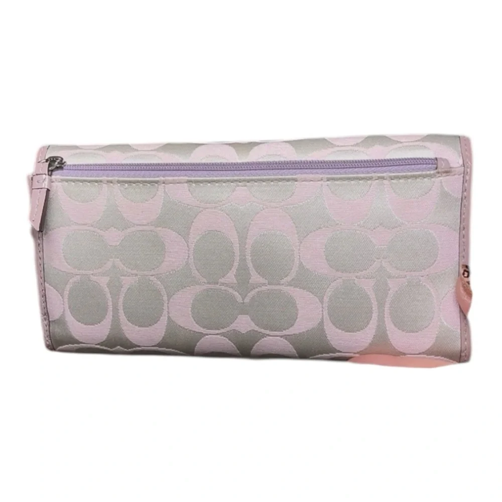 Coach Signature Stripe Patent Trim Wallet Lilac Purple - Picture 3 of 13